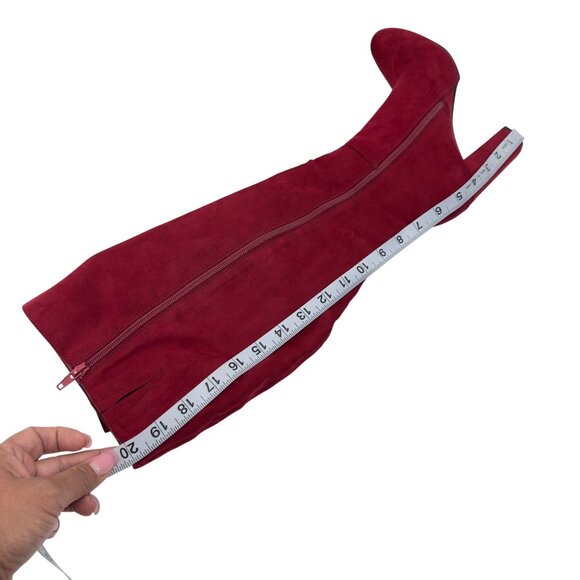 Journee Collection Women Red Knee-High Heeled Boots With Ruffle Detail Size 9 - Picture 7 of 15